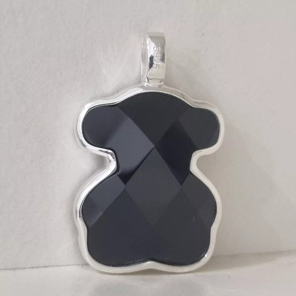 Tous Sterling Silver and Faceted Onyx Color Pendant 23mm